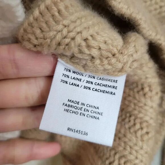 NAADAM Rib Knit  Wool-Cashmere-Blend Color Block Buttoned Turtleneck - Picture 7 of 9